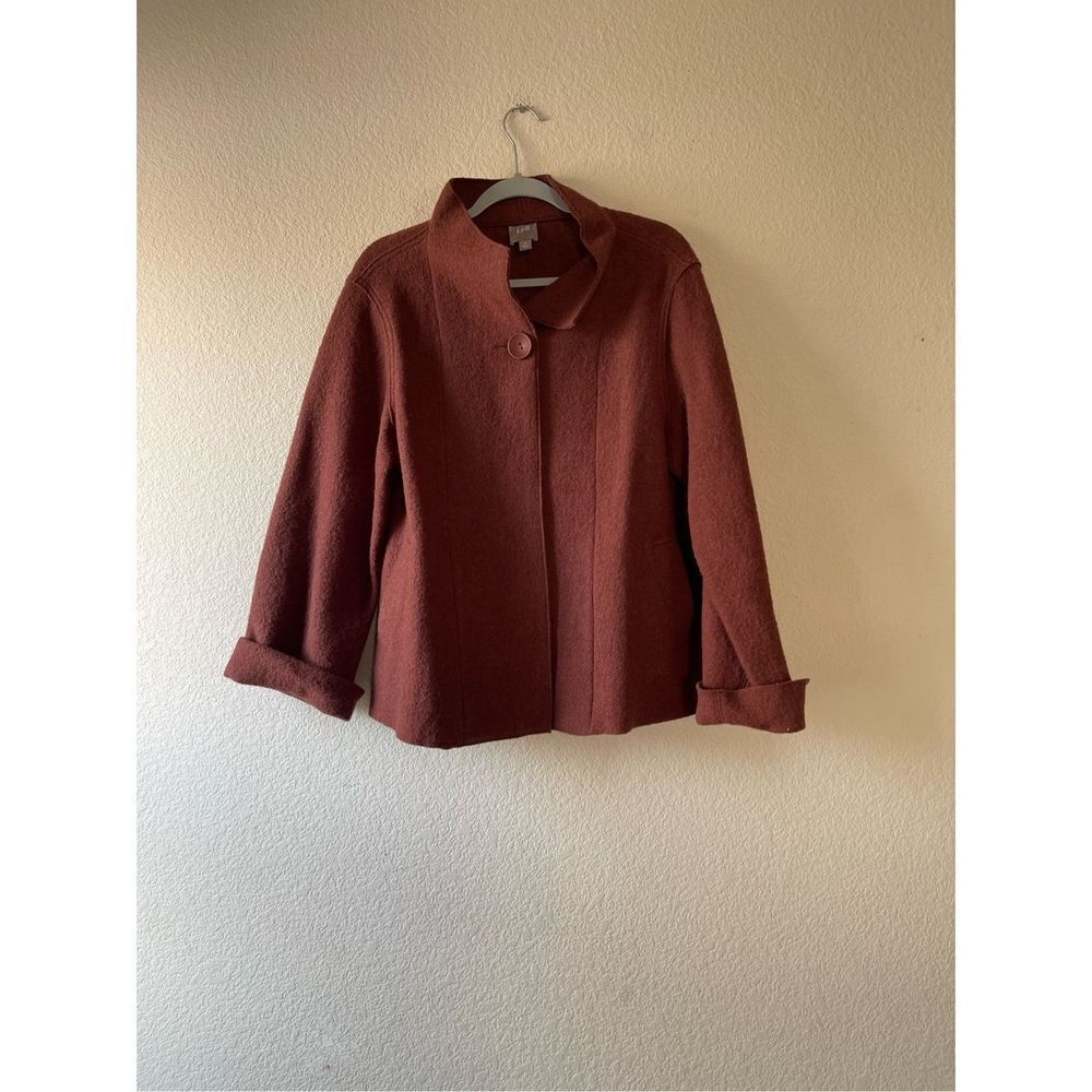 J Jill womens brown 100% wool‎ coat size medium